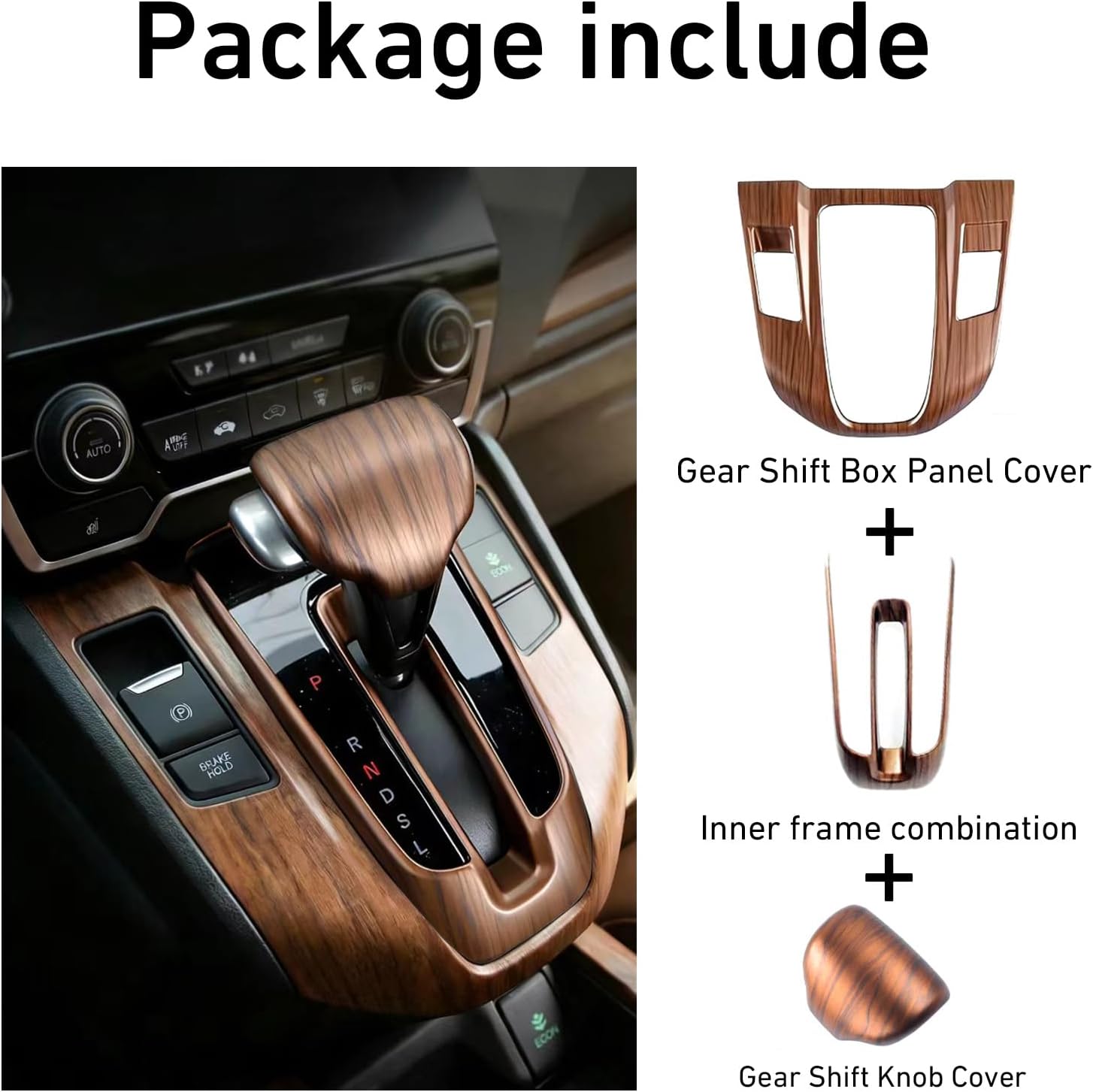 Car Gear Shift Box Panel Cover Inner Frame Gear Shift Knob Cover Auto Interior Decoration Accessories for Honda CRV CR-V 2017 2018 2019 2020 2021 2022 (Peach Wood Grain)