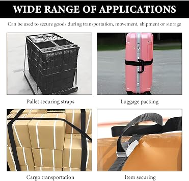 Lashing Straps with Buckles, 16.4ft x 1in Adjustable Cam Buckle Tie Down Strap, Heavy Duty Cinch Strap for Motorcycle Kayak Cargo Luggage, Universal Car Accessories