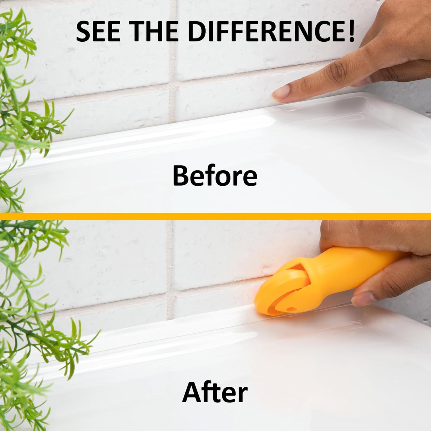 InstaTrim Flexible Self-Adhesive Trim Bundle with Applicator - Trim Caulking Kit with 10 ft Bronze 1/2 in Wide Caulk Strip, 6 Corner and End Caps, and Applicator Tool, Water Resistant