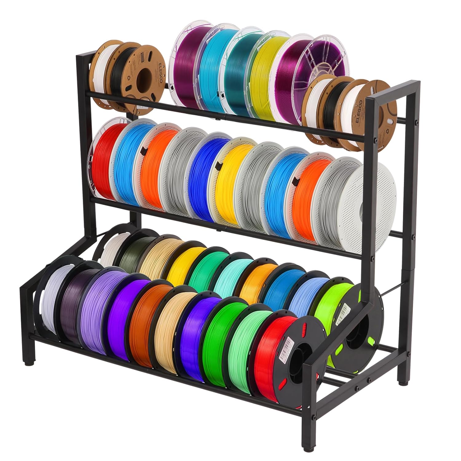 3D Printer Filament Storage Rack, Sturdy Filament Spool Holder Rack, Heavy Duty 3-Tier Metal Shelf for PLA/ABS/TPU/Nylon, 3d Filament Storage for 3D Printer Workstation, Office Workshop