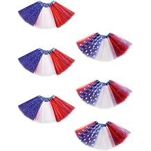 6PCS Girls Stars Sequins Tutu Skirt Princess Ballet Dance Dress 3 Layered Red Blue and White USA Flag Tutu