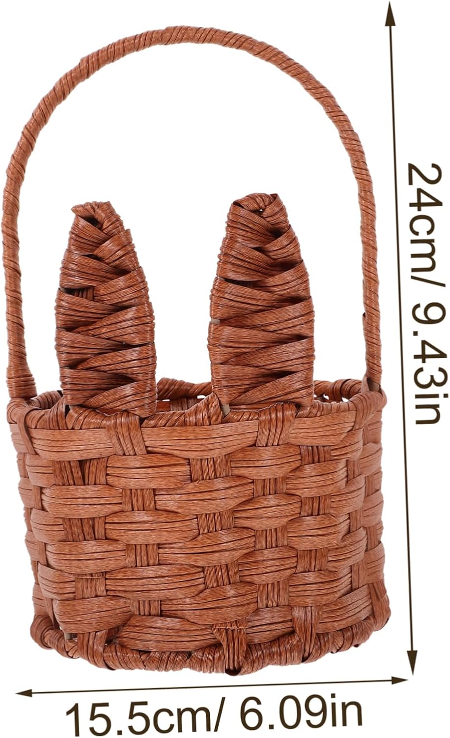 Woven Handheld Storage Basket with Bunny Ears Cute Easter Decor Basket for Picnics Home Organization Portable with Handle for Flowers and Treats image 2