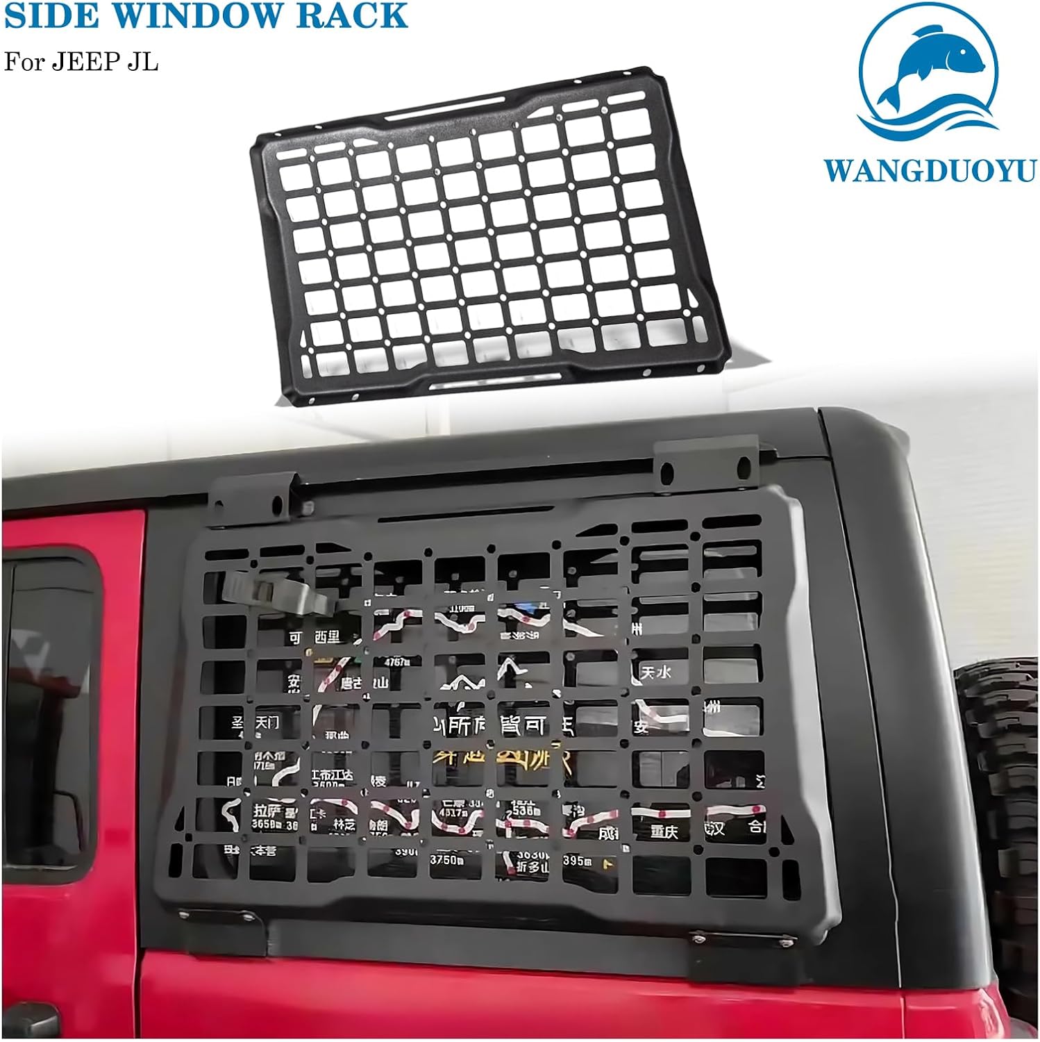 Rear Window Storage Molle Panel Protective Covers Decorations Accessories Compatible with 2018-2023 Jeep Wrangler JL 4-Door