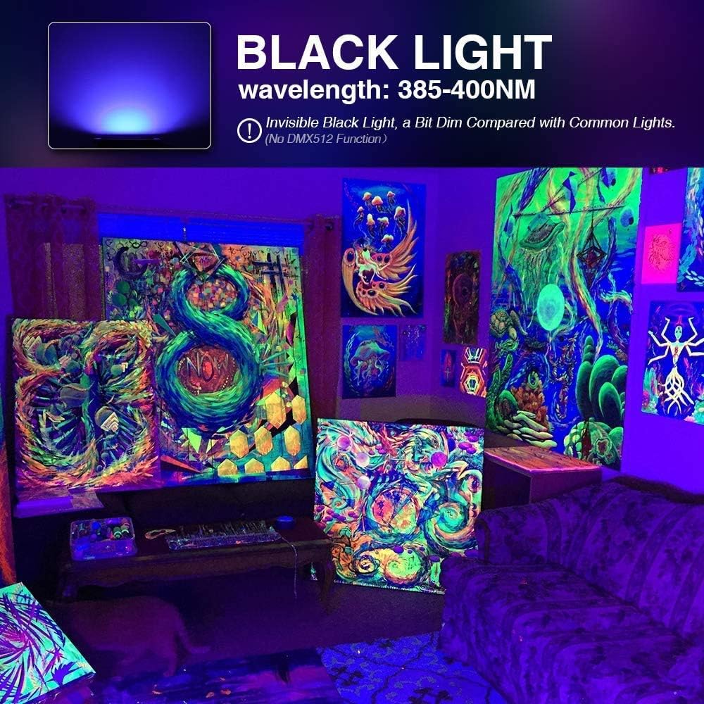 Onforu 2 Pack 15W LED Black Lights, Flood Light with Plug, IP66, Blacklight for Dance Party, Glow in The Dark, Stage Lighting, Aquarium, Body Paint, Fluorescent Poster, Neon Glow