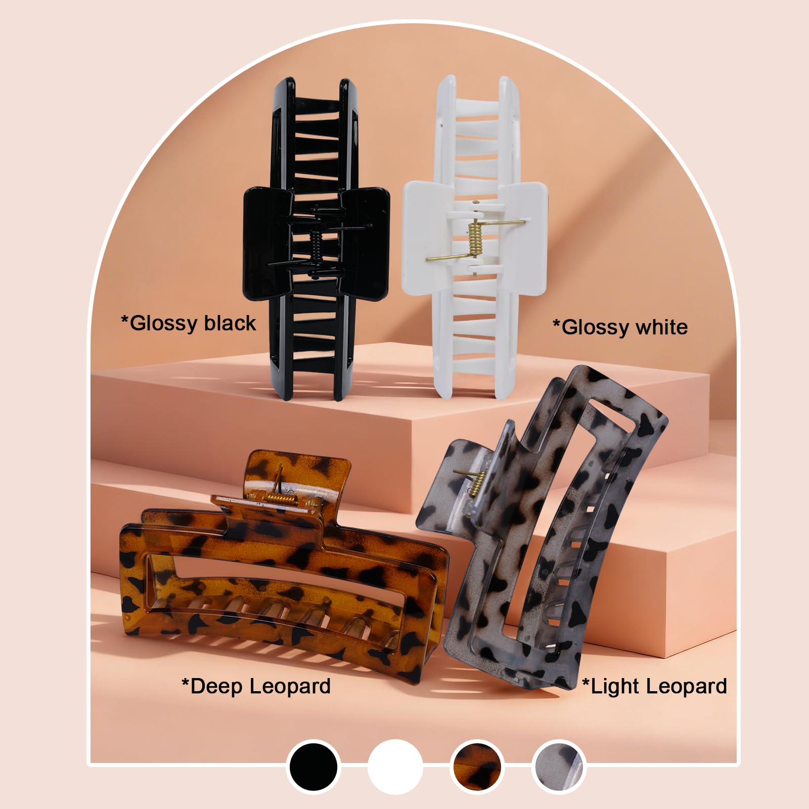 Jumbo Leopard Claw Clips - 4 Pack -8 Jumbo Leopard Claw Clips - 4 Pack -8