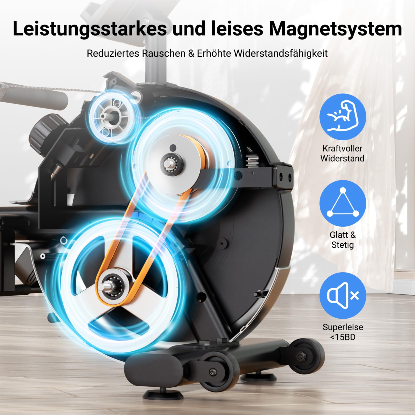 Dripex Rudergerät für Zuhause, 16 Widerstandsstufen, Leises Magnetisches Rudergerät, Maximale Tragfähigkeit 160 KG, langlebige Gleitschiene, Bluetooth App unterstützt, LCD Monitor