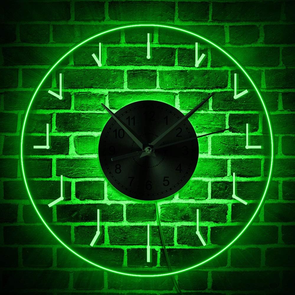 The Geeky Days 12 in Needle Time Clock Creative Simple LED Lighting Wall Clock Modern Wall Decor for Bedroom Living Room