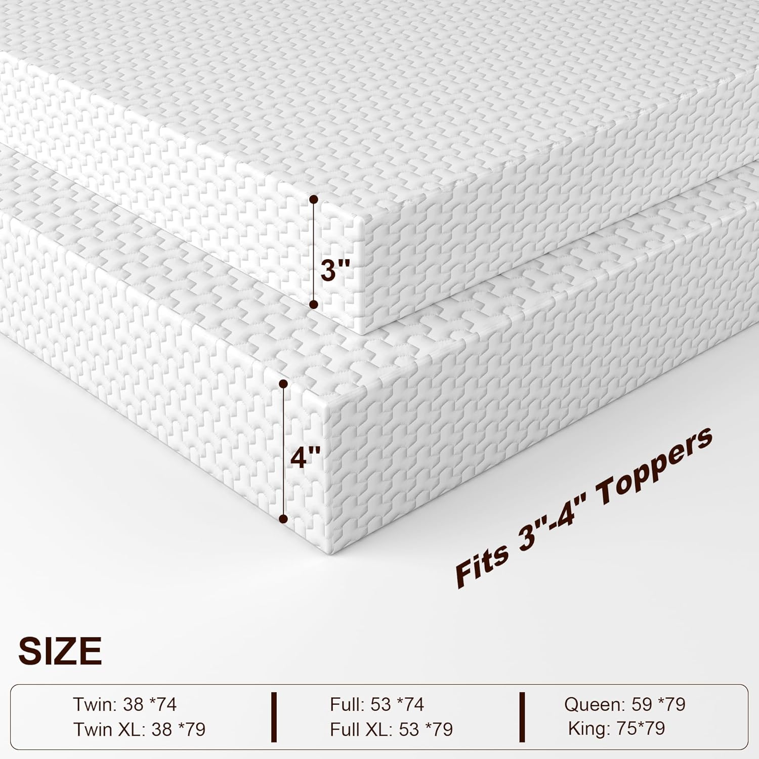 Bamboo Rayon Mattress Topper Cover Queen | Extends Topper Life | Anti-Slip Bottom & Adjustable Straps | 3-4 Inch Memory Foam Protector | Ideal for Master Bedroom Comfort | NOT Waterproof
