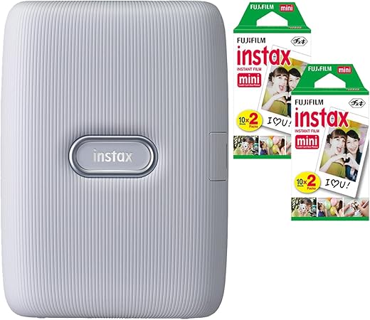 Impressora de smartphone Fujifilm Instax Mini Link (branco cinza) + mini  filme Instax Fuji (40 folhas) – Pacote de impressora Instax Mini Link |  Amazon.com.br