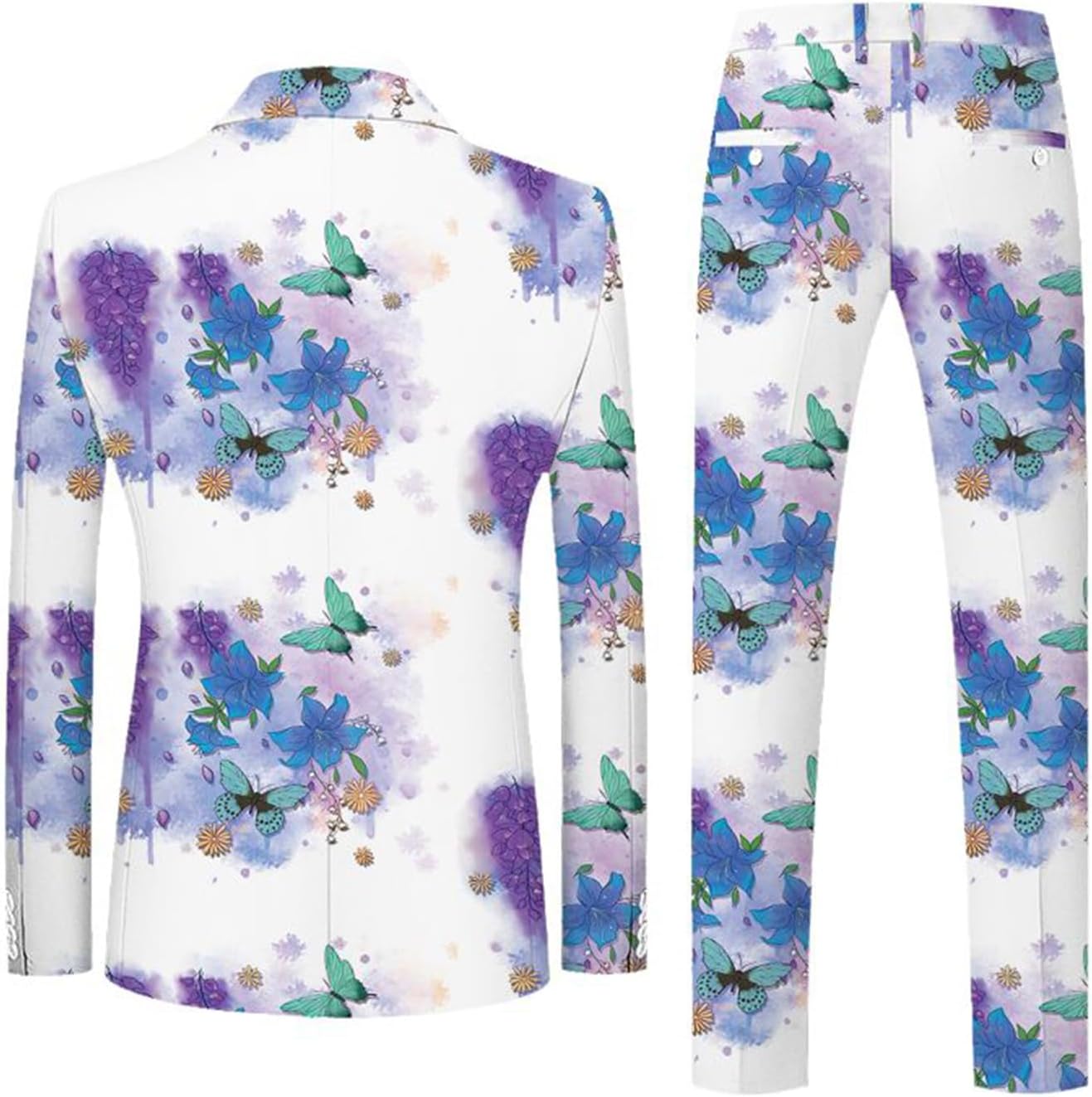 Jacquard Wedding Tuxedo Slim Fit Floral Suits for Men 2 Pieces (Jacket + Pants) Men's Formal Party Prom Blazer Sets