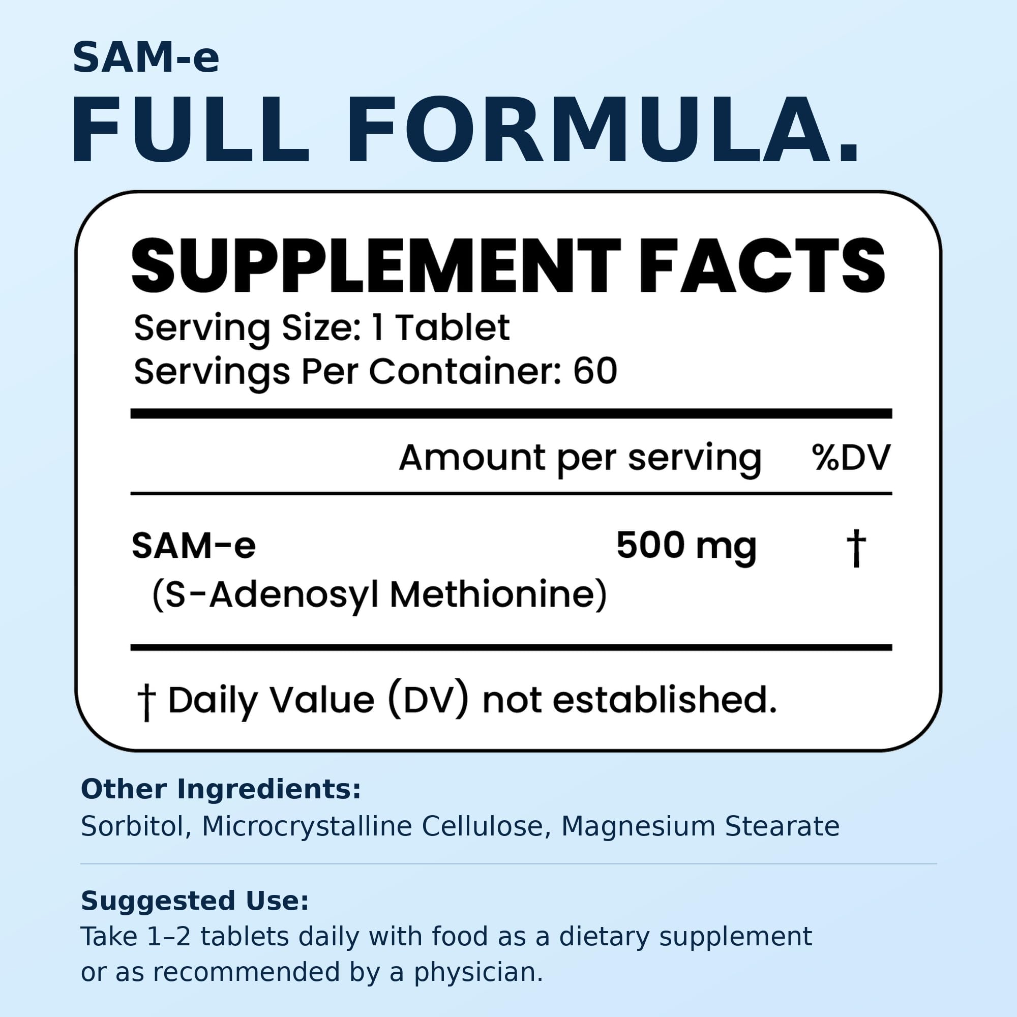 SAM-e 500mg Supplement, 60 Enteric Coated Tablets, Mood & Joint Support — Amazon image 6