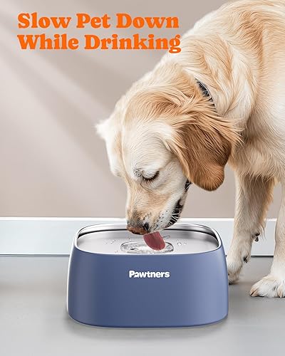Miniatura 5 de Cuenco de agua para perros sin derrames, 4 litros, de acero inoxidable, beber lentamente para perros con base antideslizante, cuenco de agua a