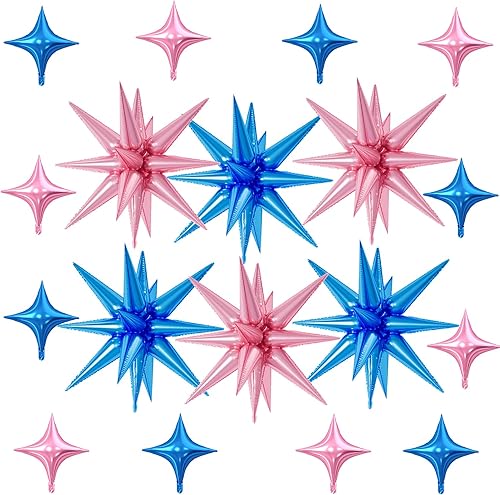 Miniatura 21 de 18 globos de estrella rojos, verdes y dorados, globos de aluminio de estrellas de Navidad con 6 globos de estrella en explosión de 22 pulgadas, 12