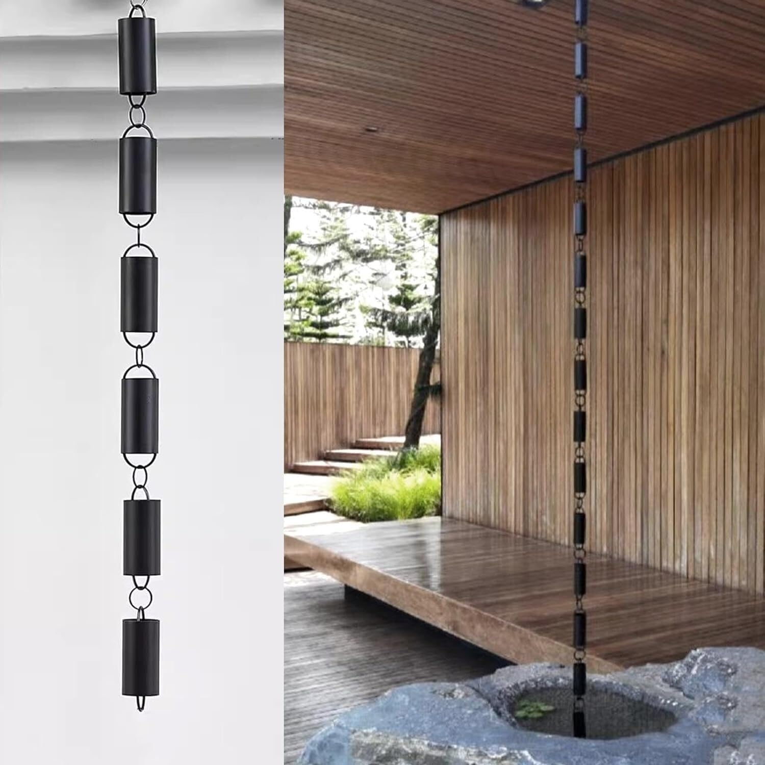 Chaînes de pluie noires haut de gamme en forme de tube de bambou de 8ft pour architecture extérieure