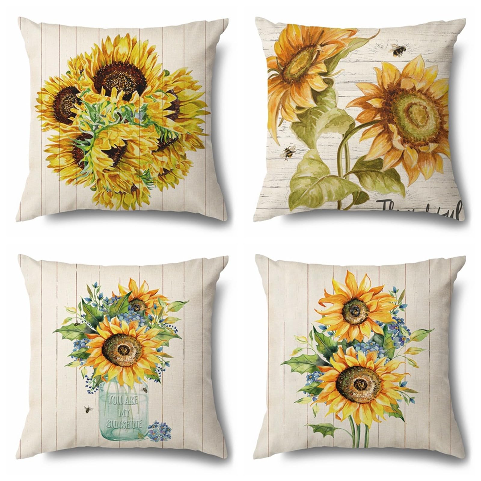 Housses de coussin en lin 50x50cm lot de 4 de qualité supérieure pour chaises et lit