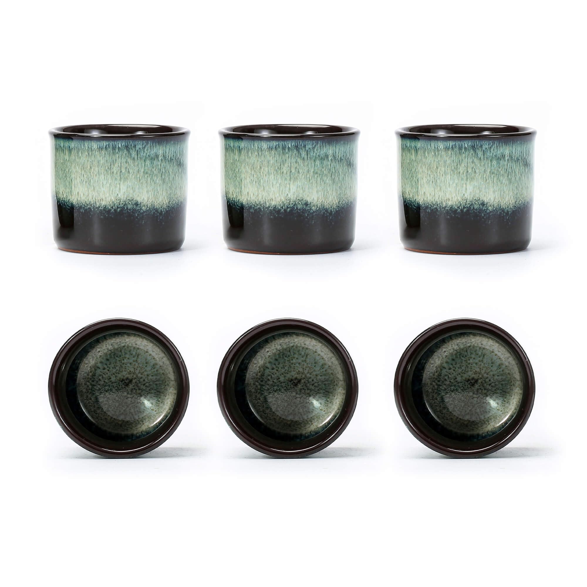 Japanese Tea Cups Set of 6, Ceramic Teacups, Chinese Tea Cups for Hot Tea or Coffee, Demitasse Cups 2.5 Ounces Coffee Mugs (magic interior&amp;exterior)