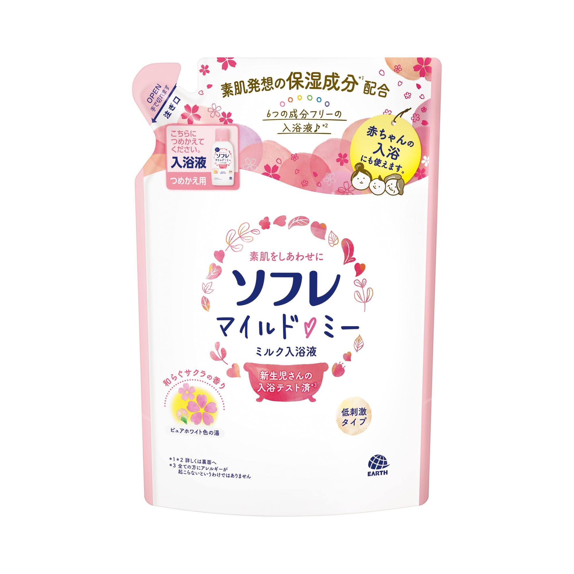 入浴剤　ソフレ 入浴液(詰め替え用) 和らぐサクラの香り1200ml　５個セット Amazon | ソフレ マイルド・ミー ミルク入浴液 和らぐサクラの香り