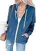 Lighweight Jacket for Women Hoodies Full Zip Up Print Pockets Long Sleeve Hooded Sweatshirt Coat Out Wear Light Weight Hoody