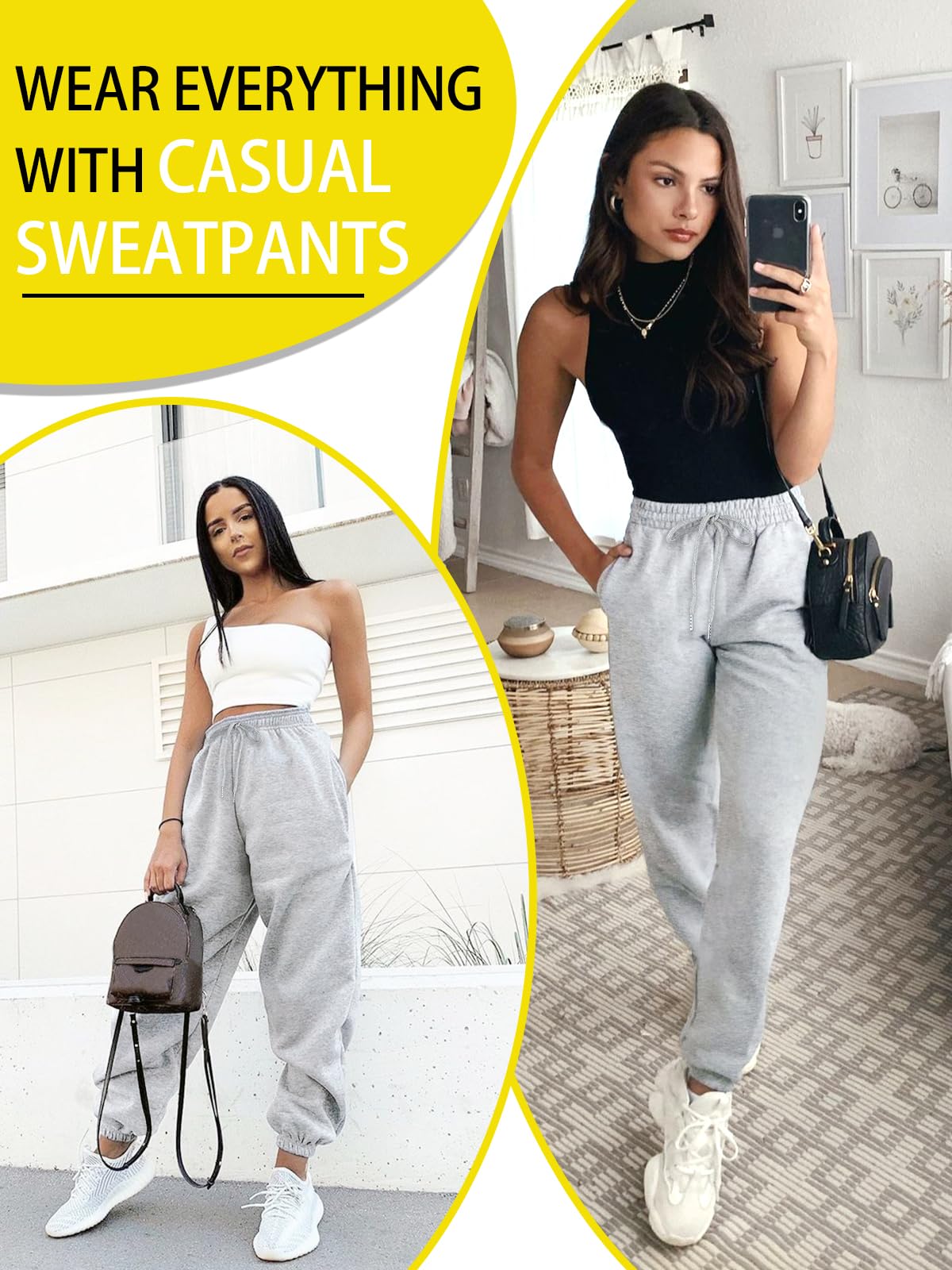 EBANKU Pantaloni della Tuta Foderati in Sherpa da Donna Pantaloni da Jogging Foderati in Pile Termico con Tasche Pantaloni Spessi Caldi Invernali Tuta per Casual, Palestra e Jogging