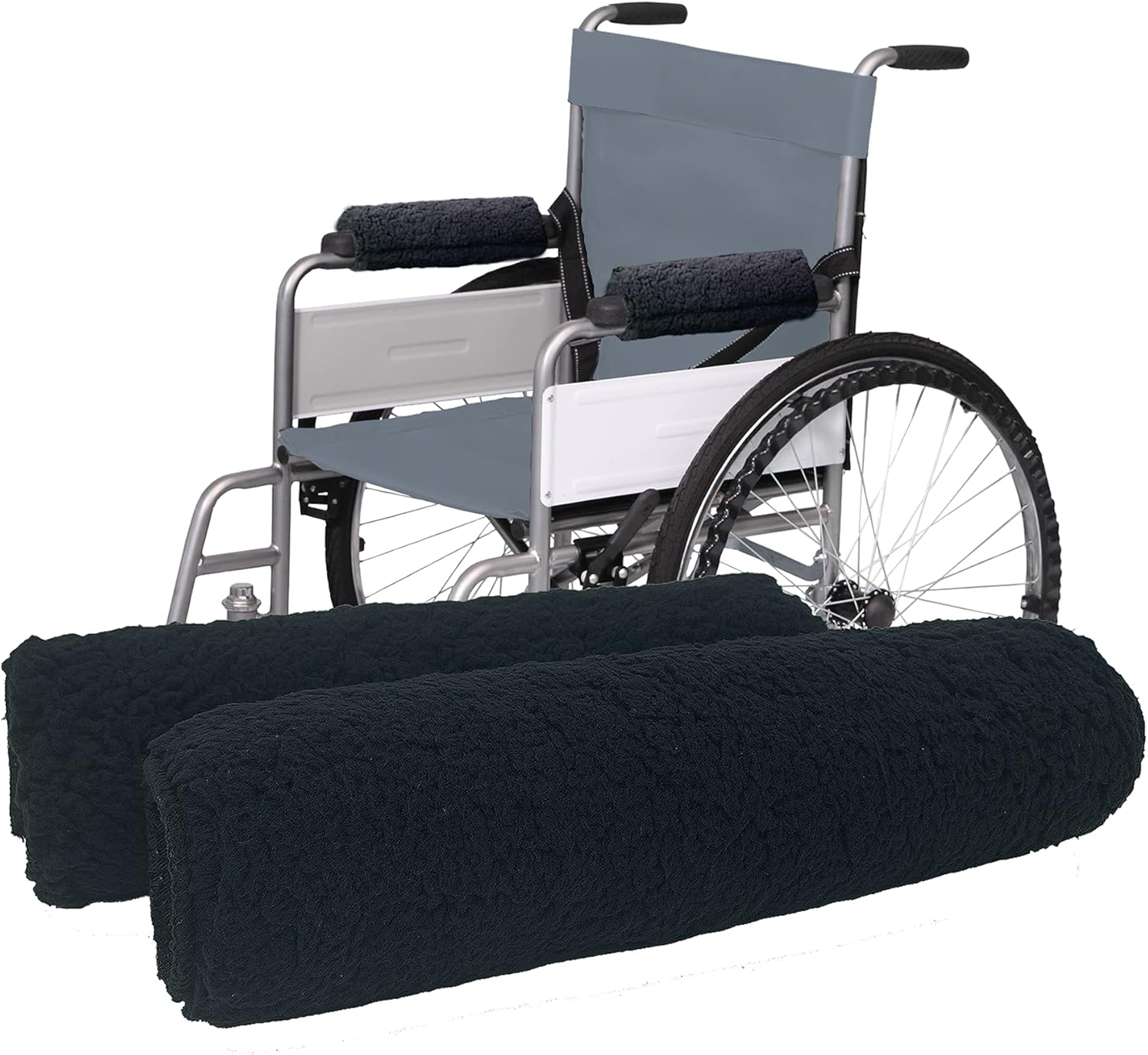We&Life Wheelchair Armrest Pads (Pair, Black, 9 inches)-Wheelchair Cushions for Seniors & Adults | Arm Rest Padded Cover | Armrest Covers for Office & Transport Chair & Mobility Scooter : Health & Household