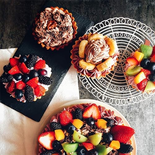 Miniatura 7 de Juego de mini tarta de 4 pulgadas, 6 paquetes de sartén para tartas con parte inferior extraíble, sartén antiadherente de acero al carbono, sartenes