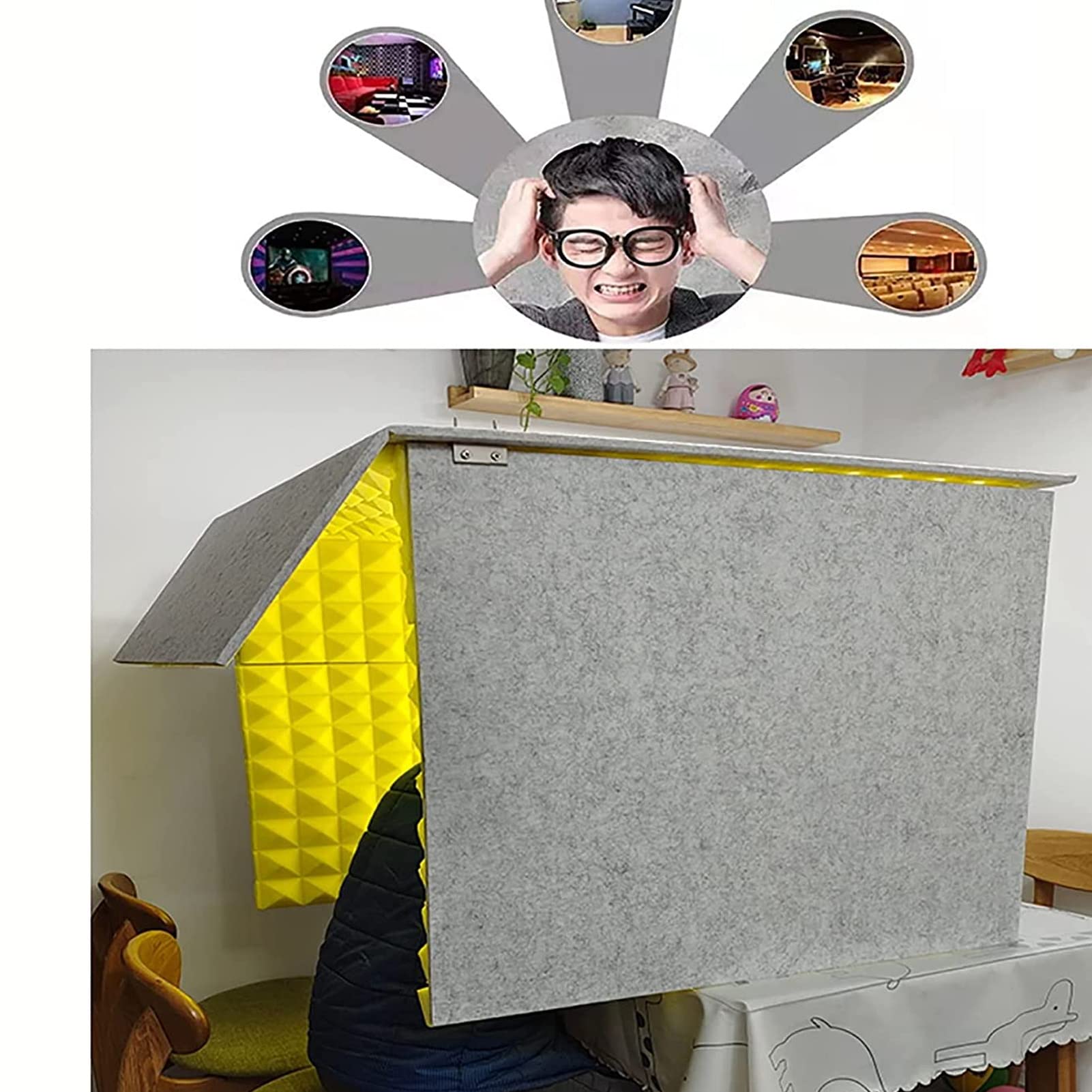 Divisorio desktop per cabina insonorizzata con pannello superiore portatile recinzione da studio per musica Home Office & Camera da letto Riduzione del rumore Soluzioni acustiche