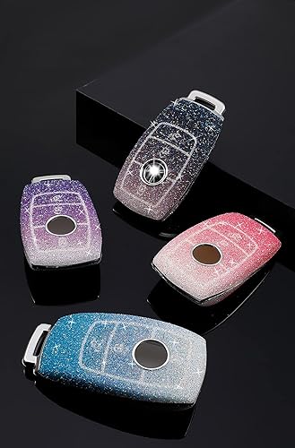 Miniatura 7 de HIBEYO Funda para llavero de Mercedes Benz con diamantes de imitación de cristal compatible con Mercedes Benz Clase A Clase C Clase G Clase E Clase