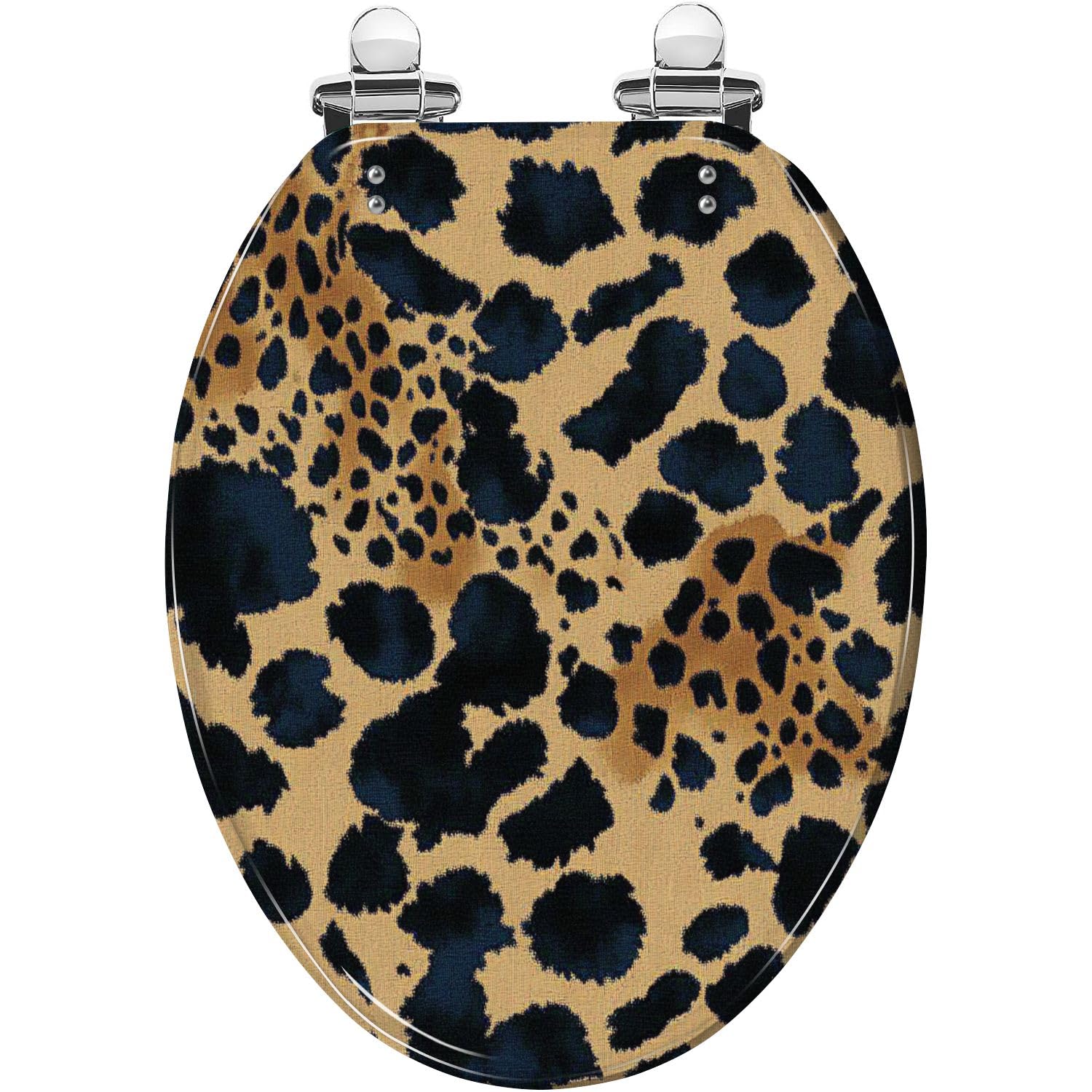 Tazyyzuu Multi2 Leopard Skin Round Toilet Seat Seamless Resin Slow Close Lid Quick Release Hinges Easy Clean(,18.5X14.5)