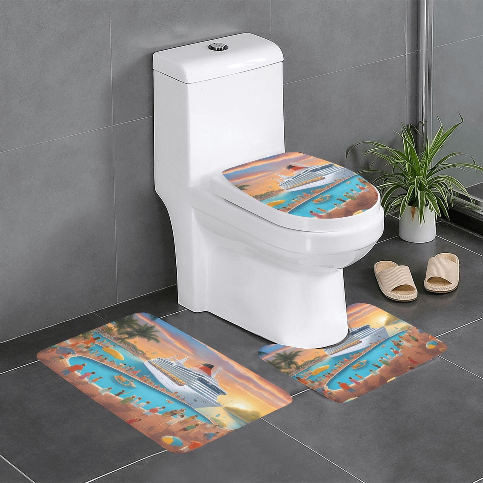 Tapis de salle de bain antidérapants à motif bateau pour sécuriser les sols humides