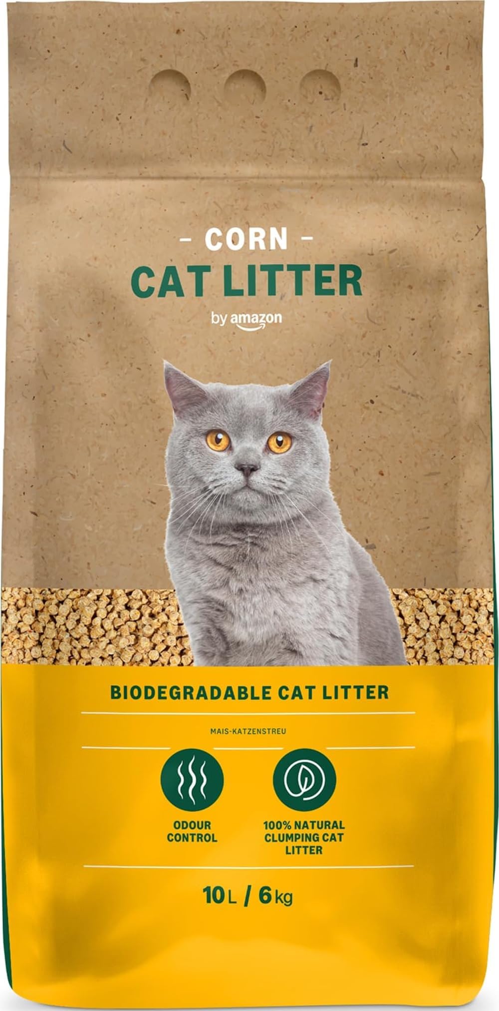 by Amazon Clumping Corn Cat Litter, Unscented, 10 L (Pack of 1) (Previously a Lifelong brand, same product)