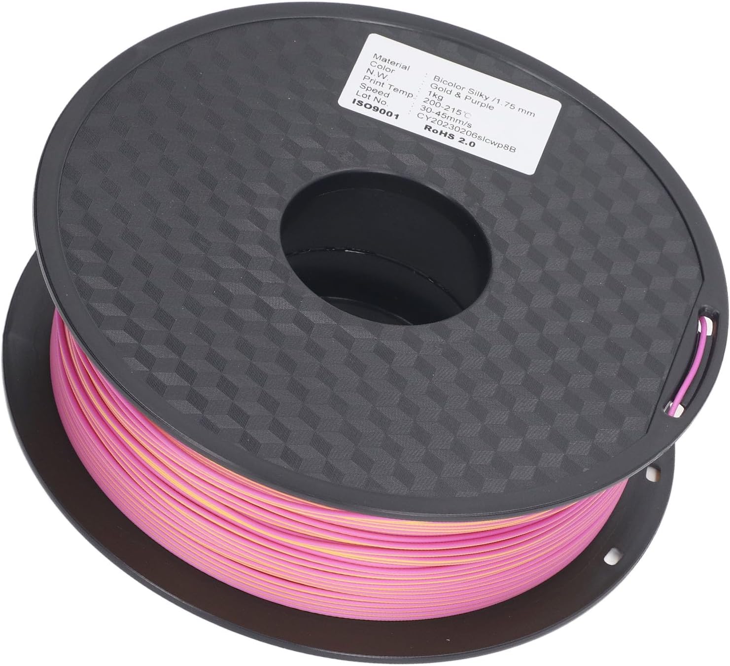 1.75mm PLA Filament, High Definition Resolution No Warp Gold Purple 200-215℃ Printing Temperature Two Color Filament 3D