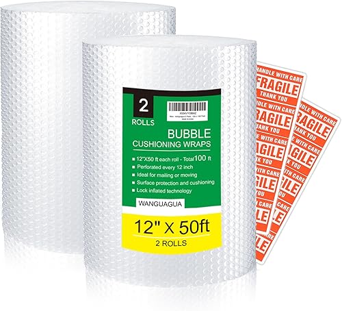 Miniatura 9 de wanguagua Paquete de 2 Envoltorio de Burbujas de Embalaje de 12 Pulgadas x 72 Pies Total para Cajas de Mudanza Suministros de Amortiguación de Envío