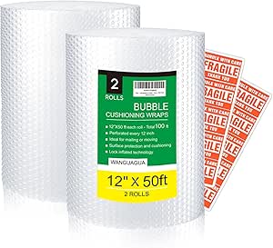 Amazon.com: wanguagua 2 Pack 12 Inch x 100 ft Total Bubble Packing Wrap ...