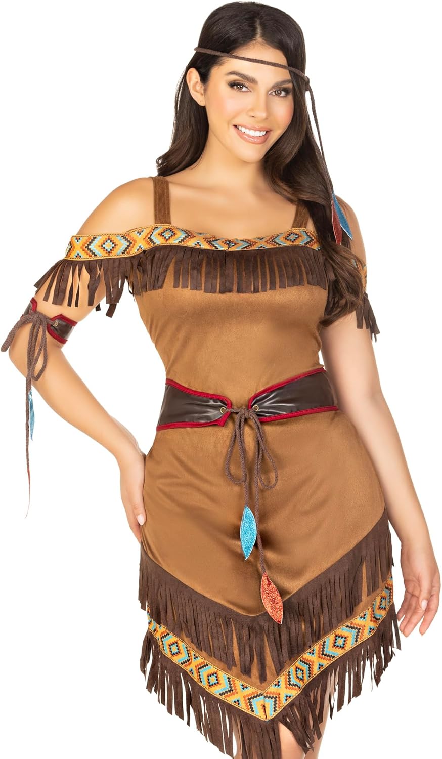 Leg Avenue Women's 4 Piece Native Princess Costume, Brown