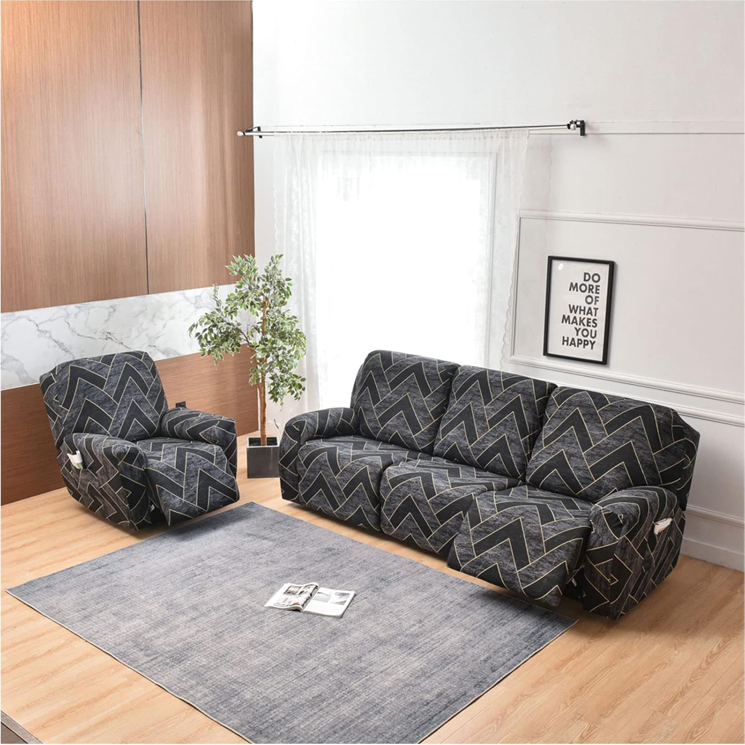 Stretch Recliner Sofa Slipcovers, 1 2 3 Seat Recliner Chair Slipcovers Anti Slip Loveseat Reclining Furniture Protector Sofa Cover with Pocket