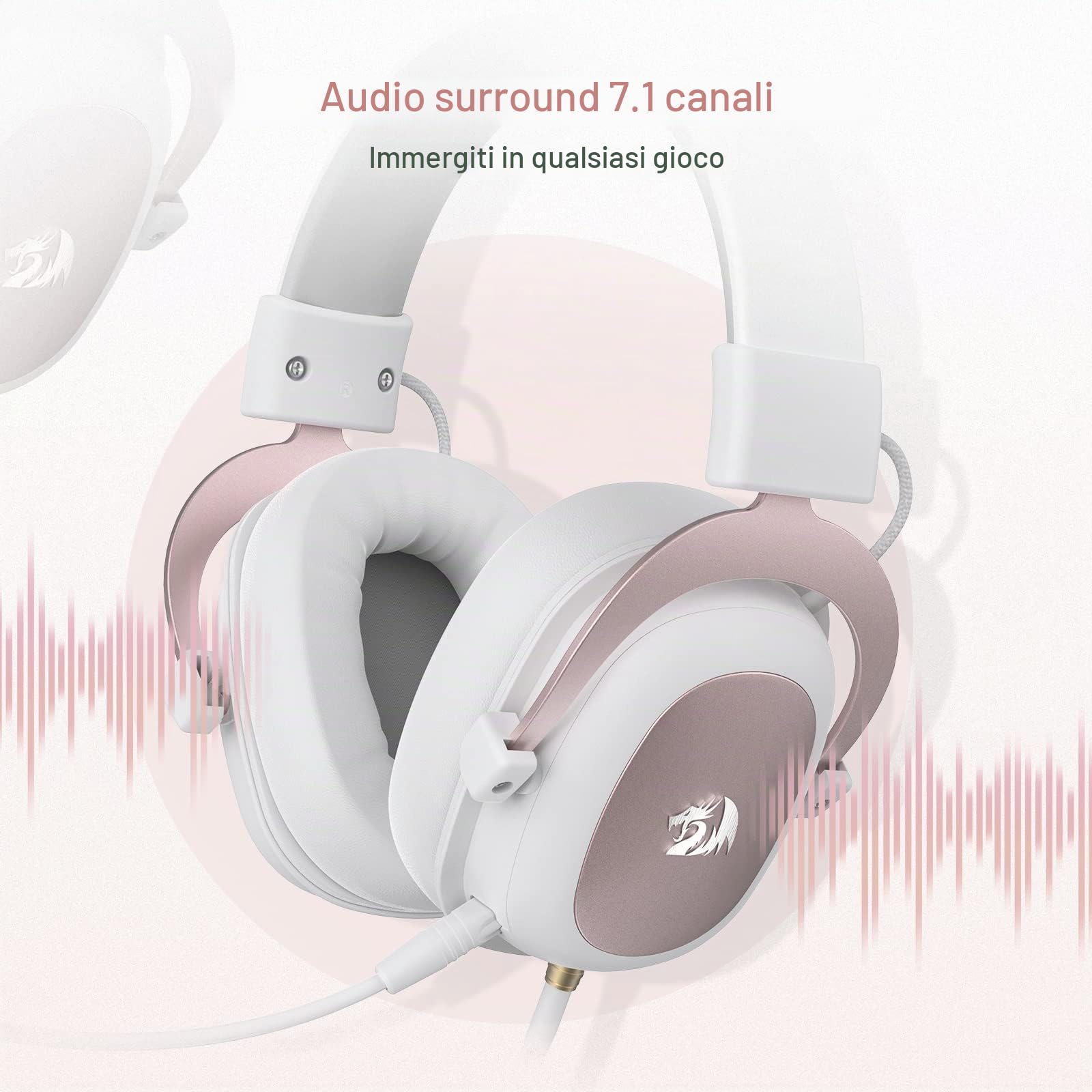 Redragon H510 Zeus Cuffie Gioco Cablato 7.1 Memory Foam | cuffie gioco cablate audio 7.1 surround cuscinetti memory foam microfono rimovibile multipiattaforma PC PS4 Xbox NS