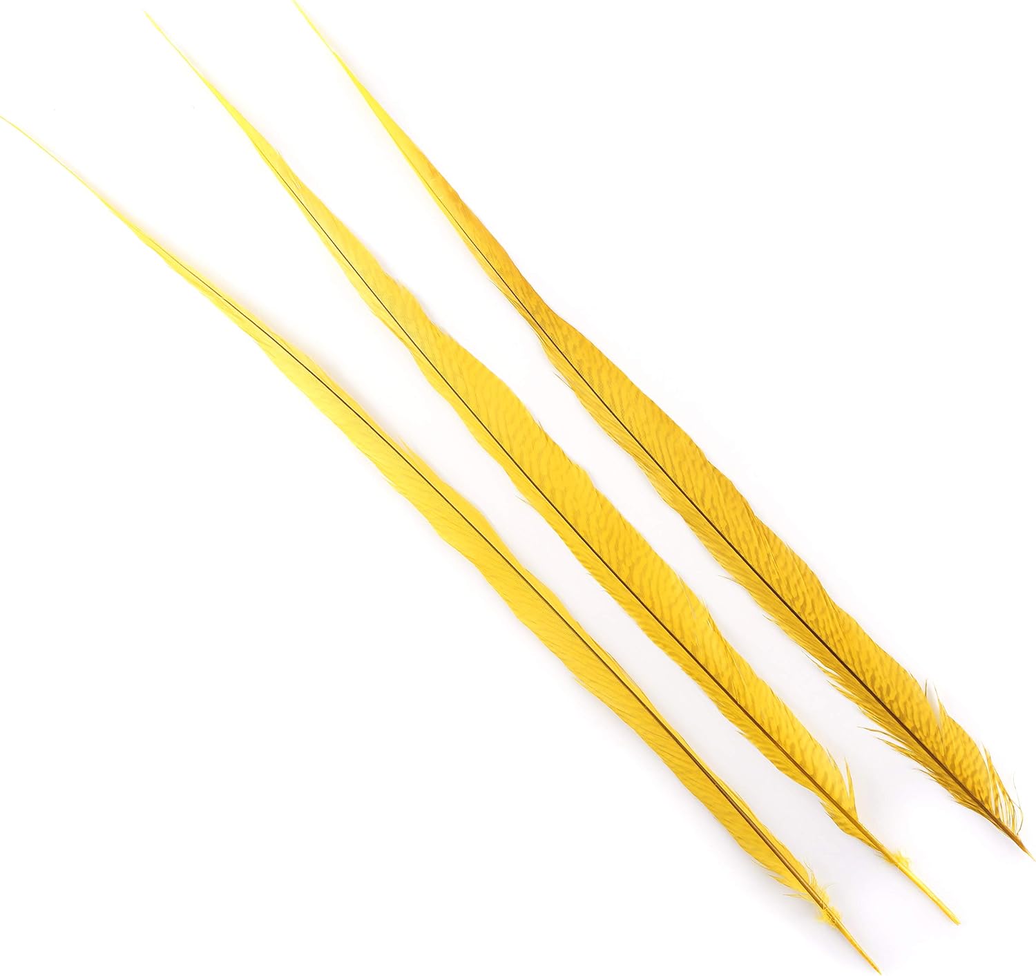 Zucker 3pc Bleached - Dyed Pheasant Feather Craft Supplies - 25-30 inch (Red)