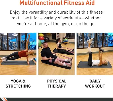 BodySport TPE Exercise Mat for Men and Women Workout Mat Perfect for Gyms and Fitness Training 12 in. Thick, Black