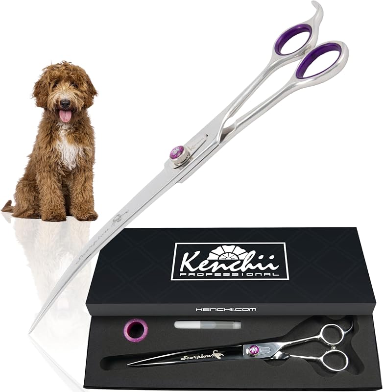 Tesoura Curva para Tosa de Cães Kenchii Scorpion com Lâmina Microserrilhada 22,86 cm