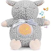 BEREST Baby Sleep Soother with Projector Night Light &amp; Auto-Off Timer, Musical Sheep Plush Toy with White Noise, Heartbeat, Shushing, Lullabies for Newborns, Infants Shower Gift