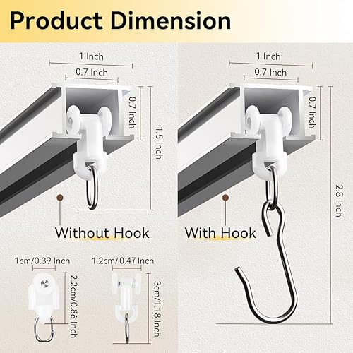 Miniatura 2 de Riel de cortina, riel de cortina de techo, riel de techo para cortinas, barras de cortina divisoras de habitaciones, montaje en techo de riel de