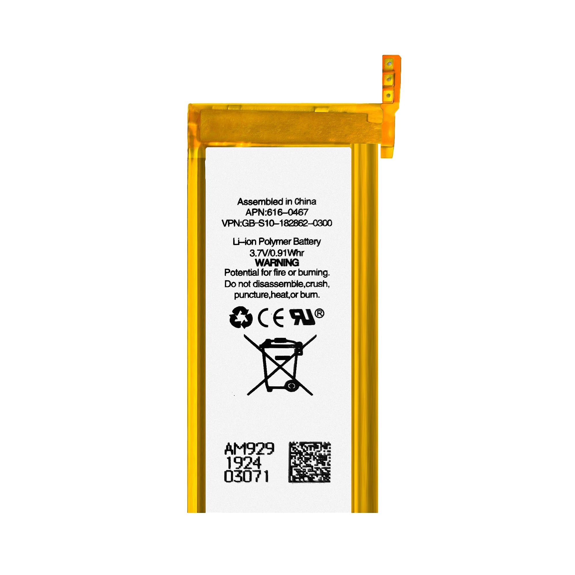 Batería de repuesto compatible con iPod Nano 5th A1320 616-0407 para con kit de herramientas de reparación