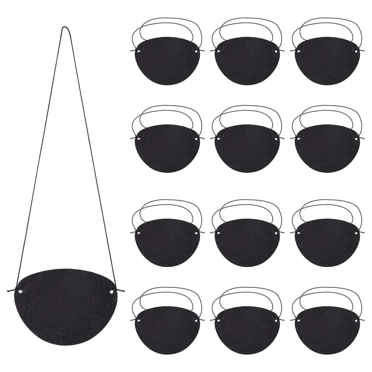 NQEUEPN 12pcs Pirate Eye Patches, Elastic Felt One Eyeshades Comfortable Captain Eye Masks for Kids Adults Halloween Pirate
