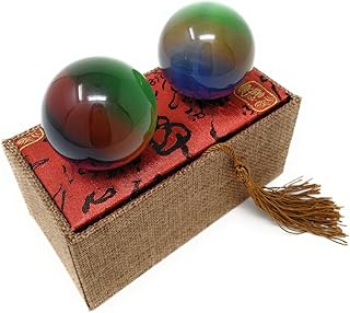 THY COLLECTIBLES Artificial Tiger Eye Crystal Gemstone Quartz Chinese Health Stress Exercise Baoding Balls (Rainbow)