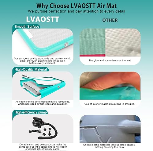 Miniatura 6 de Colchoneta inflable de gimnasia de 13 pies, 16 pies, 20 pies, tapete de aire de 48 pulgadas de grosor con bomba de aire eléctrica para uso