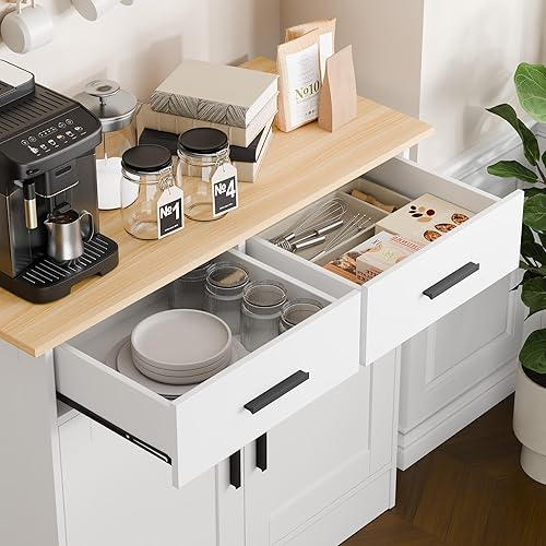 Miniatura 4 de Buffet Cabinet with Storage - Buffets & Sideboards Kitchen Storage Cabinet, Wood Console Table Coffee Bar Accent Cabinets for Living Room Dining