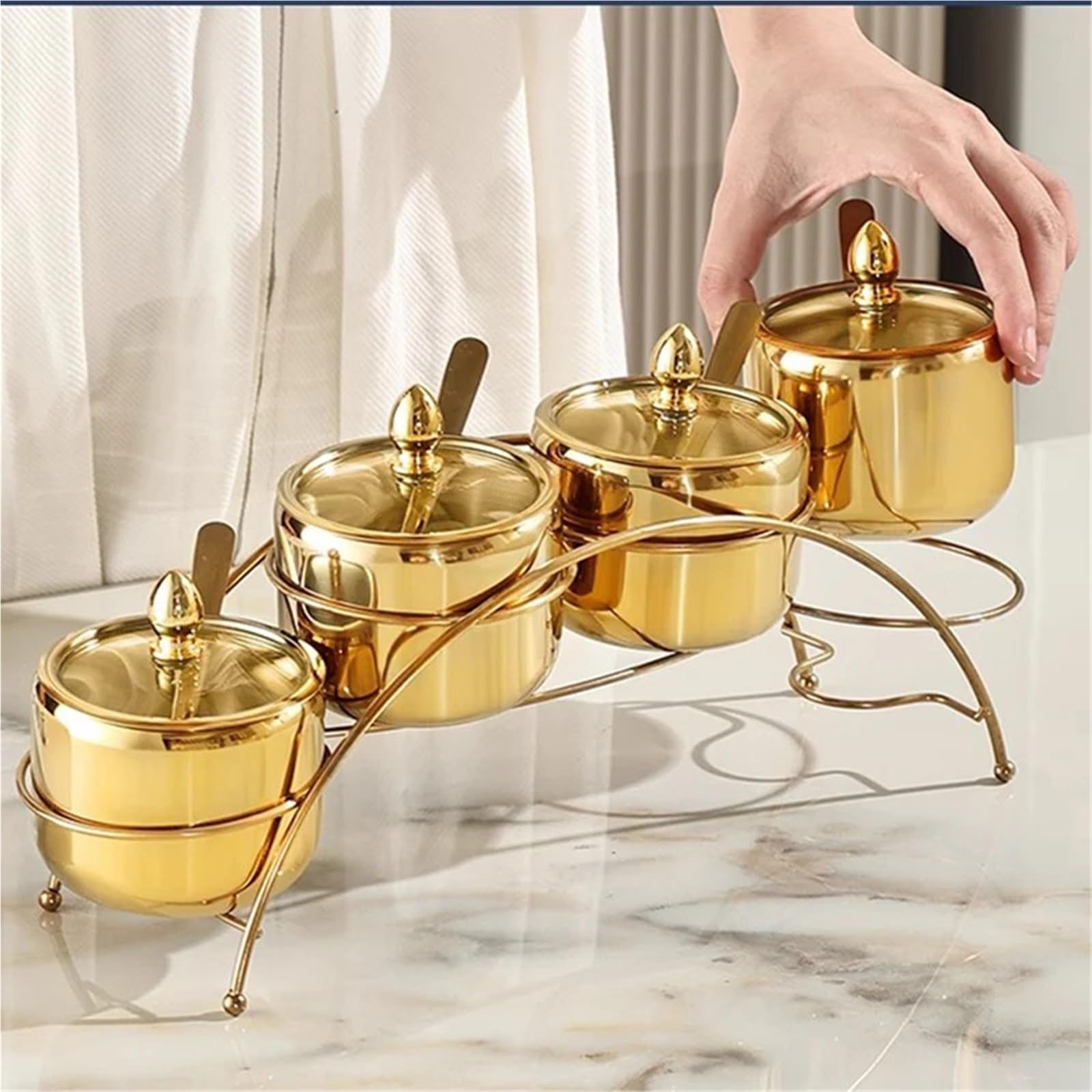 Gewürzbehälter aus Edelstahl Pfeffer- und Salzstreuer aus Edelstahl 304, Pfefferglas, Restaurant-Tisch-Gewürzflasche, goldene Streudose(Rotation type 2)