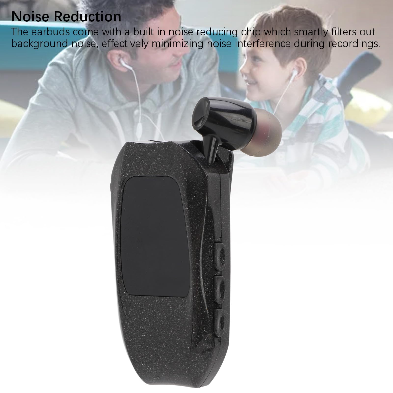 Jectse Cuffia Senza Fili Retrattile, Auricolare Cordless Stereo Bluetooth V5.3 Cuffie Aziendali, Cuffia Vivavoce con Riduzione del Rumore per Computer, Telefono, Tablet (Orecchio singolo)