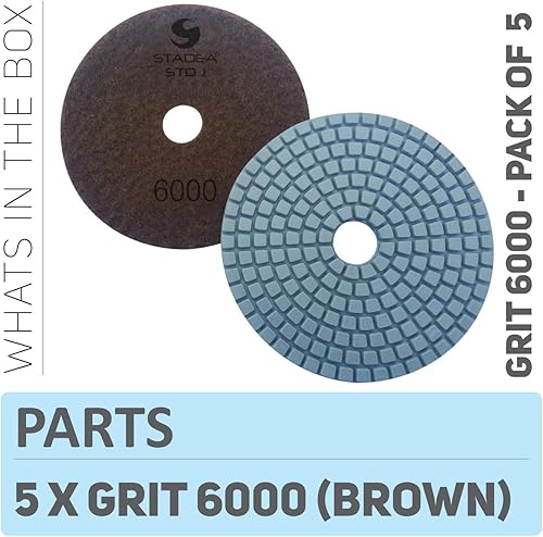 Miniatura 10 de Stadea PPW119D Almohadillas de pulido de diamante de 4 pulgadas, grano 50  para suelo de concreto, mármol, terrazo, granito, piedra de contador,