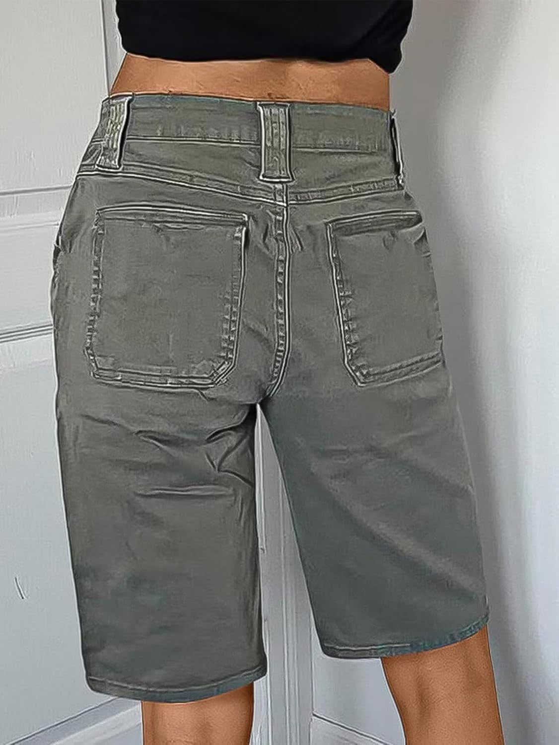 Flamingals Women's Bermuda Cargo Shorts Mid Rise Straight Leg Summer Casual Trendy Shorts - Image 3